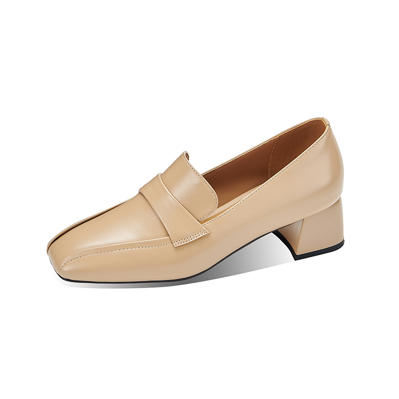 Elegant Square Toe Mid Heel Slip-On Shoes with Belt Decoration - Image 5