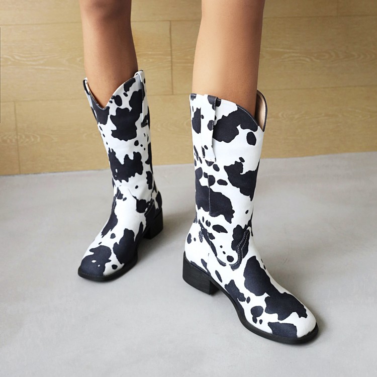 Women's Chunky Heel Square Toe Riding Boots