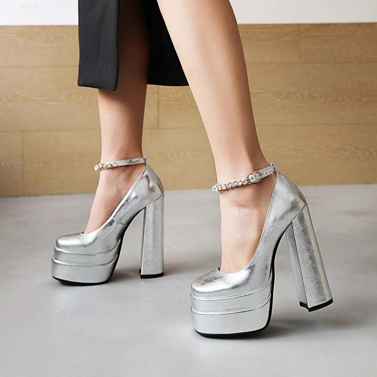 Women's Fashion Flat Shoes with Rhinestone Chain Square Toe - Style i.html - Image 3
