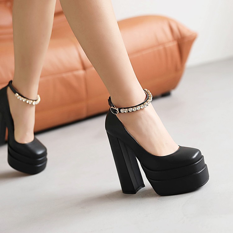 Women's Fashion Flat Shoes with Rhinestone Chain Square Toe - Style i.html - Image 5