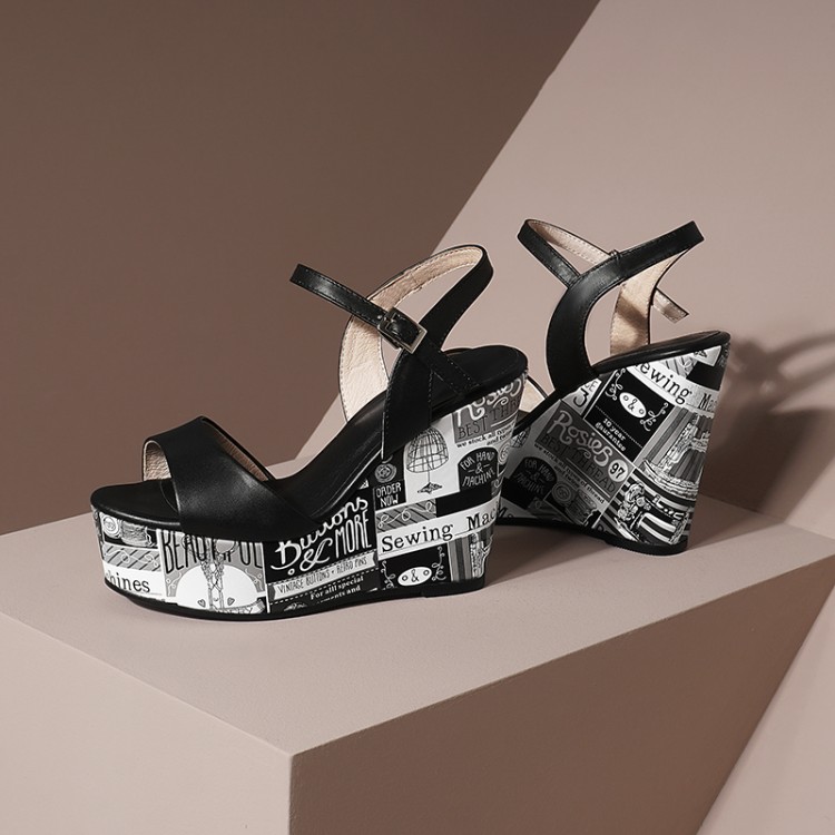 Women's High Heel Wedge Sandals with Ankle Strap - Style e.html - Image 5