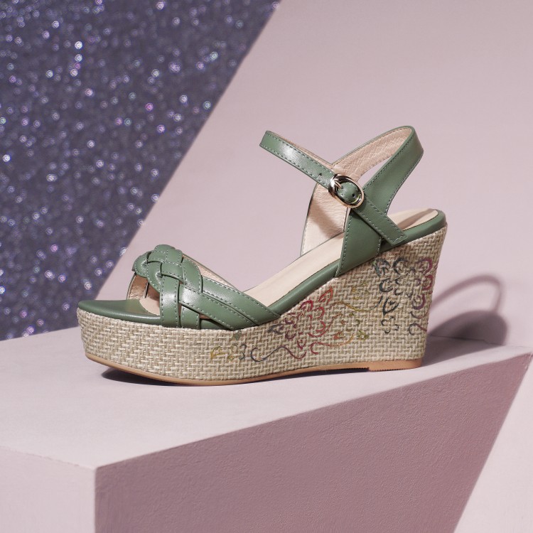 Women's Low Wedge One-Strap Open Toe Sandals - Image 2