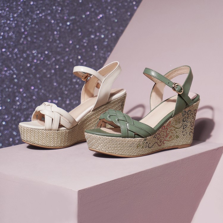 Women's Low Wedge One-Strap Open Toe Sandals - Image 3