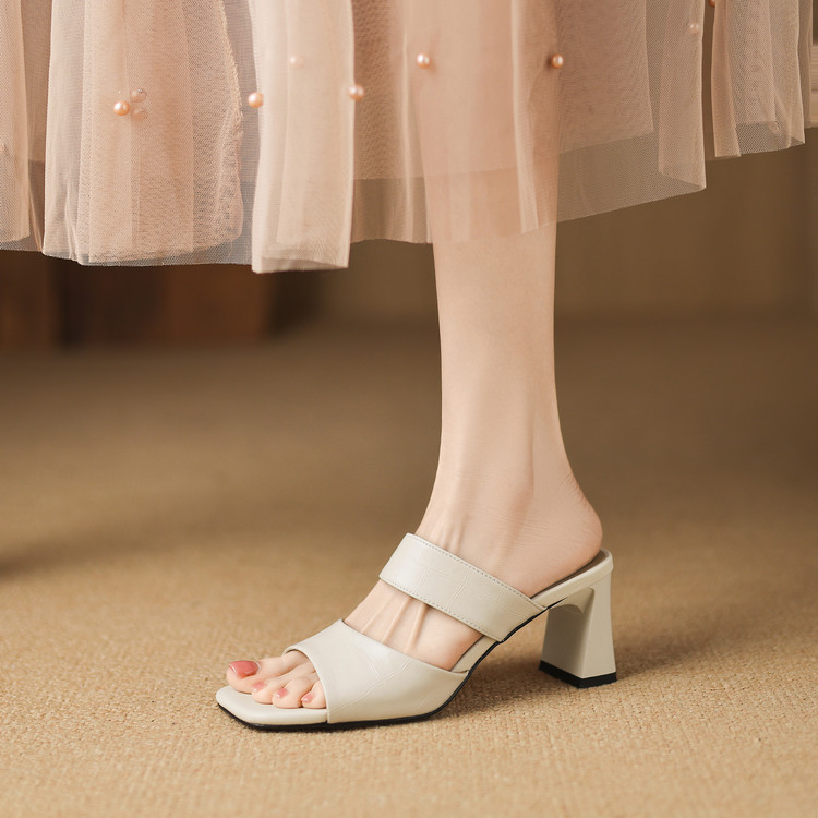 Women's One-Strap Slides with Chunky Heel - Style g.html - Image 5
