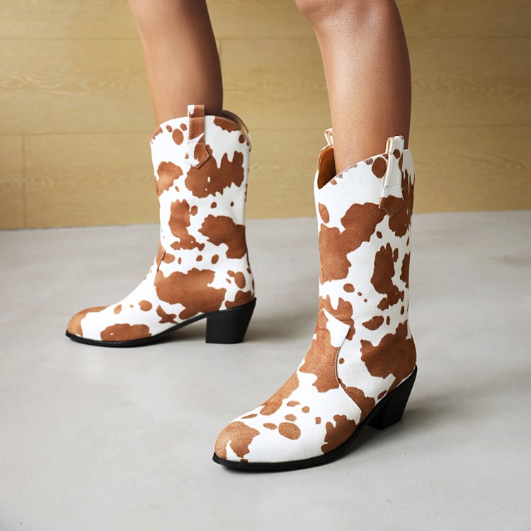 Women's PU Chunky Heel Pointed Toe High Tube Riding Boots - Image 2