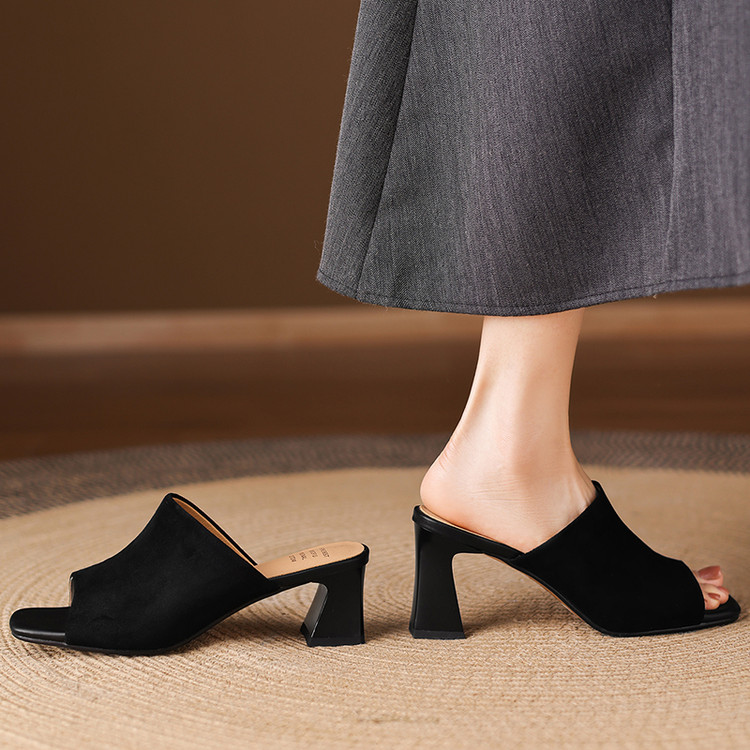 Women's Retro One-Strap Slides with Chunky Heel - Style k.html